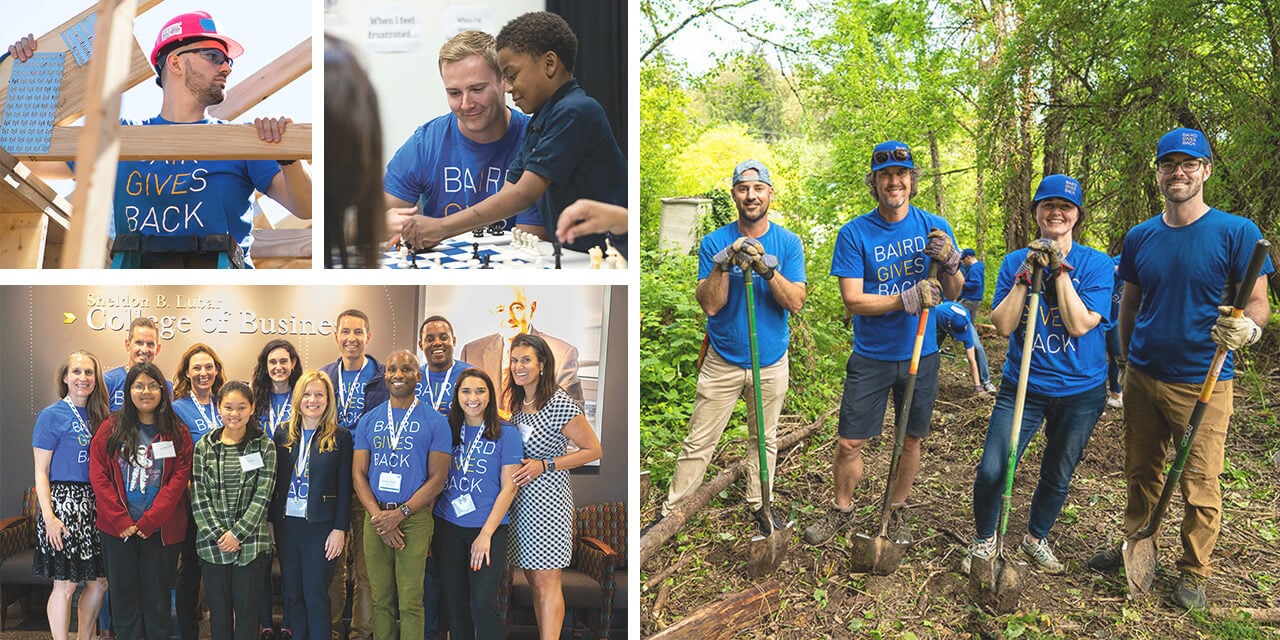 Collage of RJF Pro associates volunteering in various settings